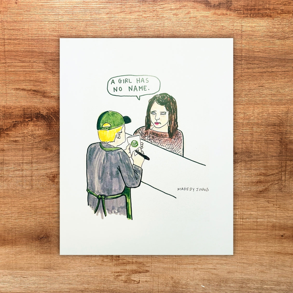 "Arya Goes to Starbucks" 8x10in Print - Classic Art Print