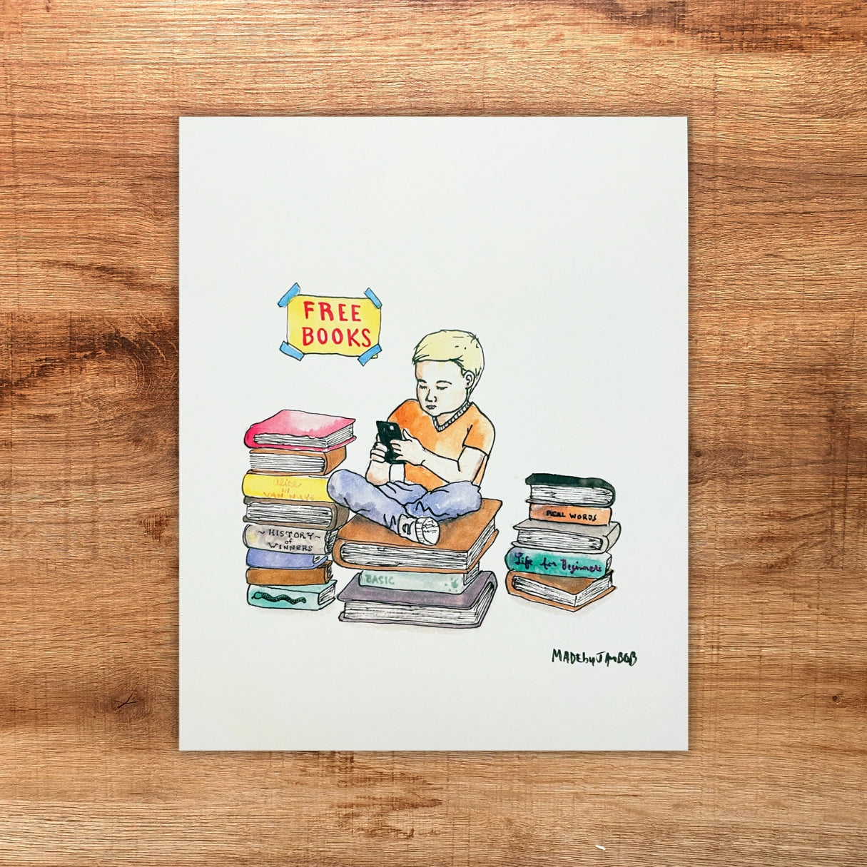 "Free Books" 8x10in Print - Classic Art Print